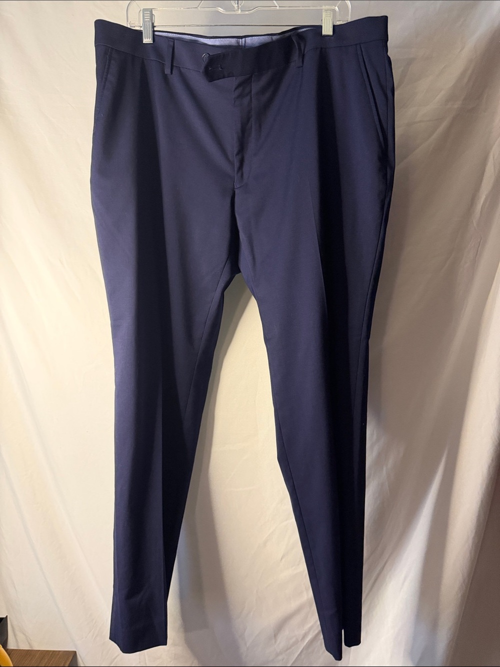 Tommy Hilfiger Dress Pants Men 38x30 Navy Blue Excellent Slim Flat Front Wool
